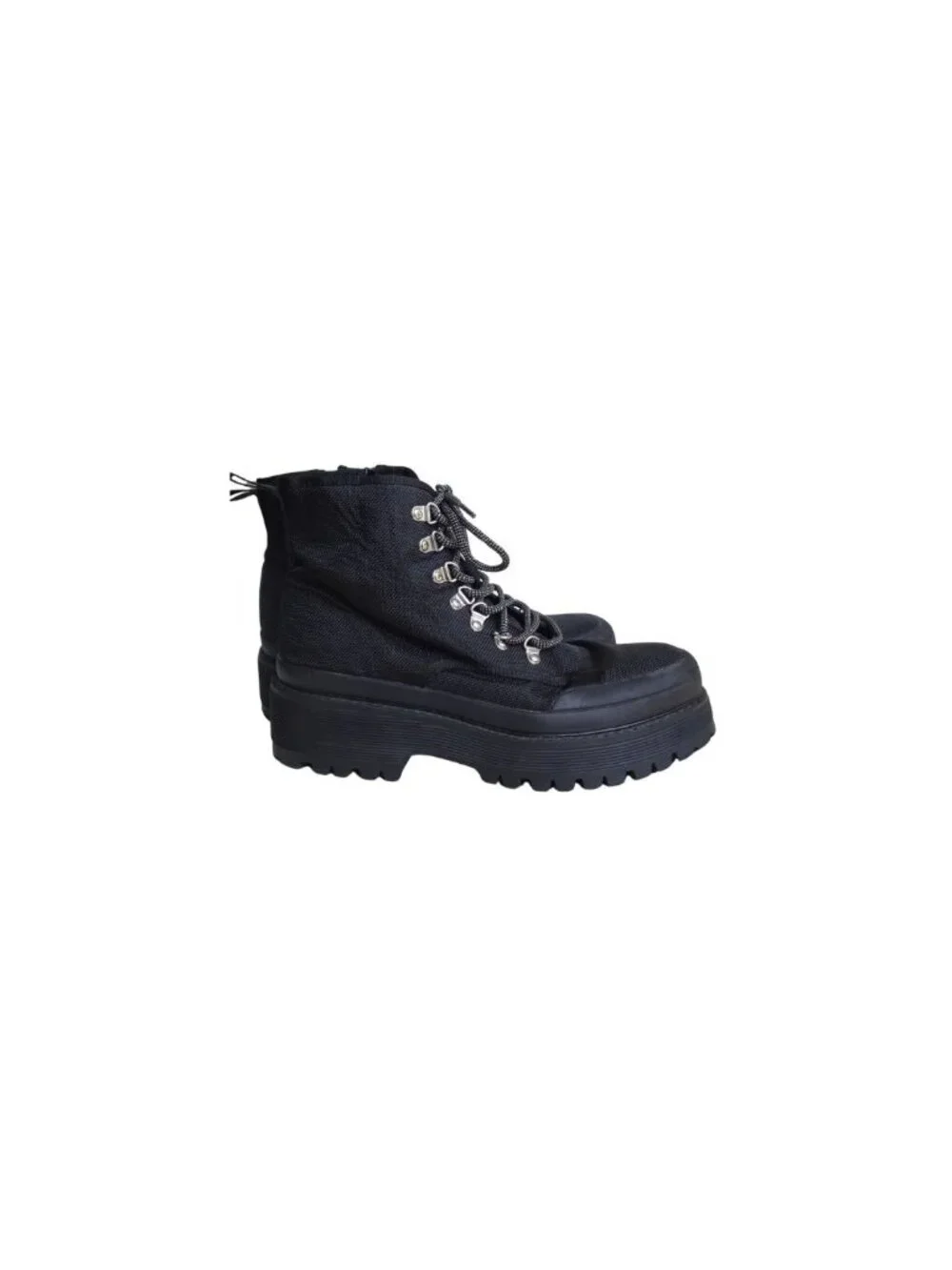Black Lace Up Platform Ankle Boots - Picture 6 of 8